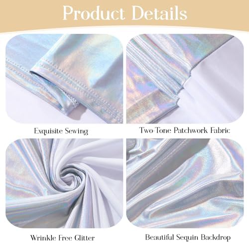 Wedding Arch Backdrop Cover, 6FT Silver White Arch Cover Stretchy Backdrops, Double-Sided Arch Stand Covers for, alternate
