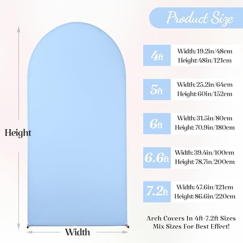 Wedding Arch Backdrop Cover, 6FT White Blue Arch Cover Stretchy Backdrops, Double-Sided Arch Stand Covers for, alternate view