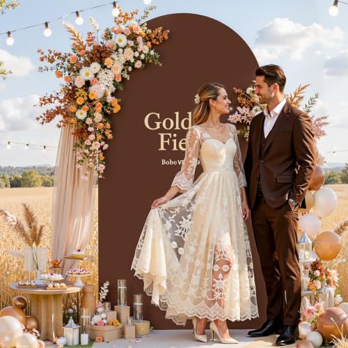 Wedding Arch Backdrop Cover, 7.2FT Green Brown Arch Cover Stretchy Backdrops, Double-Sided Arch Stand Covers for, alternate