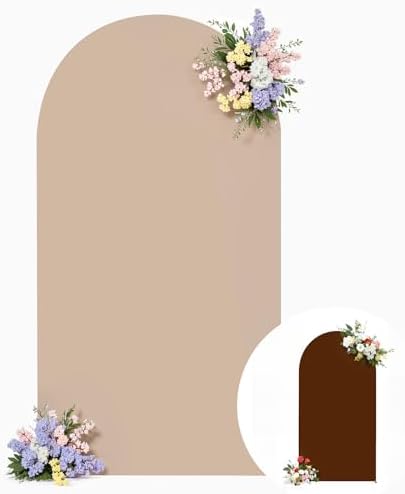 Wedding Arch Backdrop Cover, 7.2FT Nude Brown Arch Cover Stretchy Backdrops, Double-Sided Arch Stand Covers for