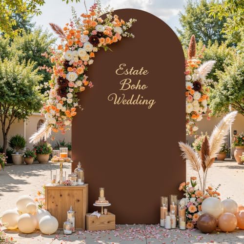 Wedding Arch Backdrop Cover, 7.2FT Nude Brown Arch Cover Stretchy Backdrops, Double-Sided Arch Stand Covers for, alternate