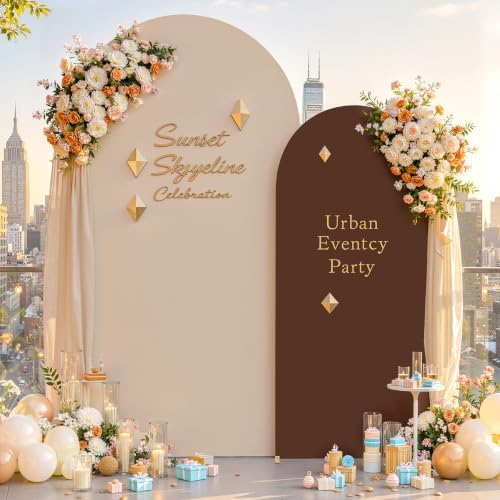 Wedding Arch Backdrop Cover, 7.2FT Nude Brown Arch Cover Stretchy Backdrops, Double-Sided Arch Stand Covers for, alternate