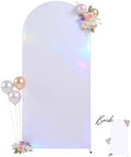 Wedding Arch Backdrop Cover, 7.2FT Silver White Arch Cover Stretchy Backdrops, Double-Sided Arch Stand Covers