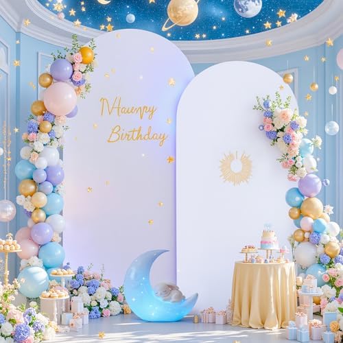 Wedding Arch Backdrop Cover, 7.2FT Silver White Arch Cover Stretchy Backdrops, Double-Sided Arch Stand Covers, alternate view