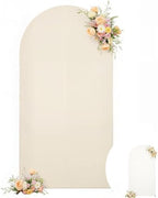 Wedding Arch Backdrop Cover, 7.2FT White Beige Arch Cover Stretchy Backdrops, Double-Sided Arch Stand Covers for