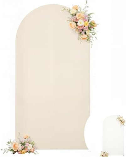 Wedding Arch Backdrop Cover, 7.2FT White Beige Arch Cover Stretchy Backdrops, Double-Sided Arch Stand Covers for