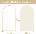 Wedding Arch Backdrop Cover, 7.2FT White Beige Arch Cover Stretchy Backdrops, Double-Sided Arch Stand Covers for, alternate
