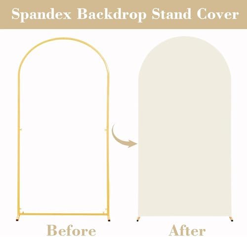 Wedding Arch Backdrop Cover, 7.2FT White Beige Arch Cover Stretchy Backdrops, Double-Sided Arch Stand Covers for, alternate