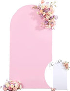 Wedding Arch Backdrop Cover, 7.2FT White Pink Arch Cover Stretchy Backdrops, Double-Sided Arch Stand Covers for