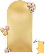 Wedding Arch Backdrop Cover, 8FT Gold Yellow Arch Cover Stretchy Backdrops, Double-Sided Arch Stand Covers for