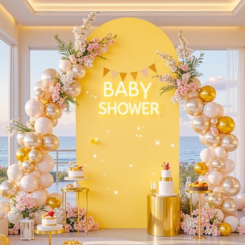 Wedding Arch Backdrop Cover, 8FT Gold Yellow Arch Cover Stretchy Backdrops, Double-Sided Arch Stand Covers for, alternate