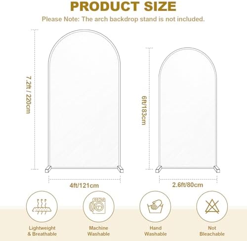 Wedding Arch Backdrop Cover, Set of 2 (7.2ft, 6ft) Beige in 6FT, 7.2FT in Beige, alternate view 2