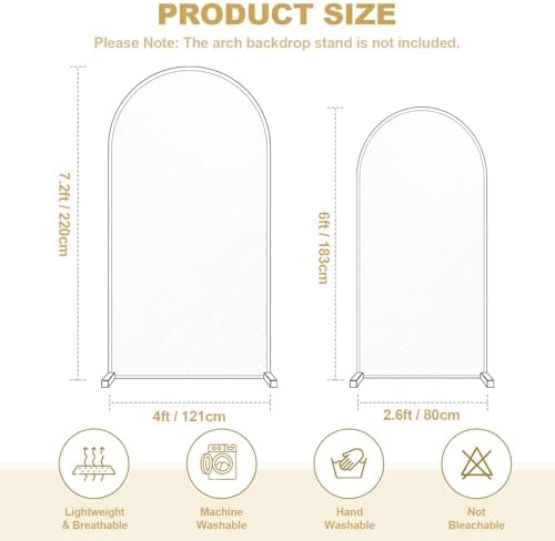 Wedding Arch Backdrop Cover, Set of 2 (7.2ft, 6ft) Black Stretchy Spandex Fitted Balloon Arch Stand Backdrop for, alternate