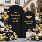 Wedding Arch Backdrop Cover, Set of 2 (7.2ft, 6ft) Black Stretchy Spandex Fitted Balloon Arch Stand Backdrop for, alternate