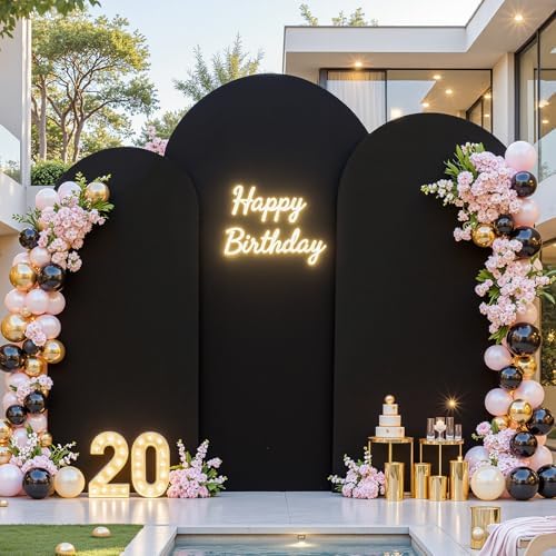 Wedding Arch Backdrop Cover Set of 3, Red and Black Double Color Arch Stand Covers, 6FT, 5FT, 4FT Spandex Fitted, alternate