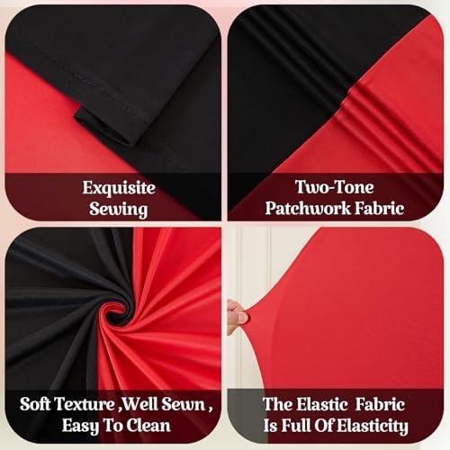 Wedding Arch Backdrop Cover Set of 3, Red and Black Double Color Arch Stand Covers, 6FT, 5FT, 4FT Spandex Fitted, alternate