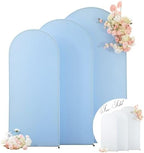 Wedding Arch Backdrop Cover Set of 3, White and Blue Double Color Arch Stand Covers, 6FT, 5FT, 4FT Spandex