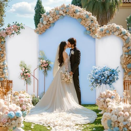 Wedding Arch Backdrop Cover Set of 3, White and Blue Double Color Arch Stand Covers, 6FT, 5FT, 4FT Spandex, alternate view 2