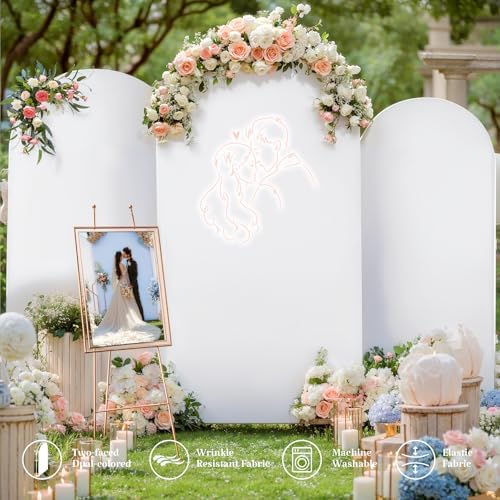 Wedding Arch Backdrop Cover Set of 3, White and Blue Double Color Arch Stand Covers, 6FT, 5FT, 4FT Spandex, alternate view 3