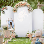Wedding Arch Backdrop Cover Set of 3, White and Blue Double Color Arch Stand Covers, 6FT, 5FT, 4FT Spandex, alternate view 3