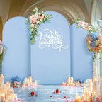 Wedding Arch Backdrop Cover Set of 3, White and Blue Double Color Arch Stand Covers, 6FT, 5FT, 4FT Spandex, alternate view 5