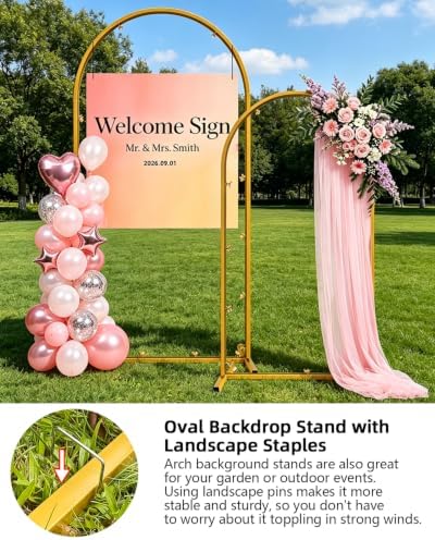 Wedding Arch Backdrop Stand 5FT, 6FT Gold Metal Arch Stand Set of 2, Balloon Arch Stand for Wedding Baby Shower, alternate