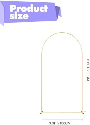 Wedding Arch Backdrop Stand 6.6FT Gold Wedding Balloon Arched Backdrop Stand Square Arch Frame for Birthday, alternate view 3