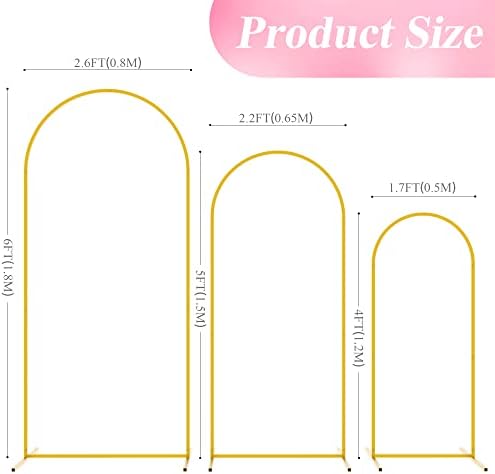 Wedding Arch Backdrop Stand 6FT,5FT,4FT Gold Metal Arch Stand Set, alternate view 2