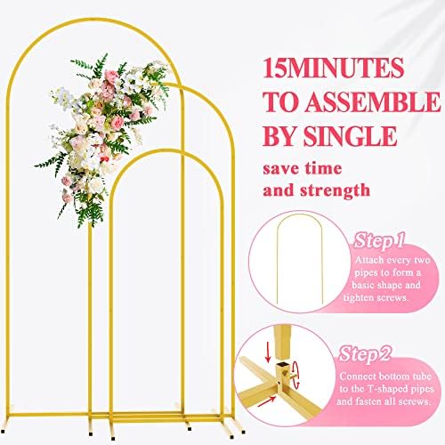 Wedding Arch Backdrop Stand 6FT,5FT,4FT Gold Metal Arch Stand Set, alternate view 4