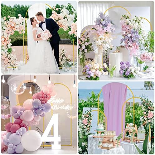 Wedding Arch Backdrop Stand 6FT,5FT,4FT Gold Metal Arch Stand Set, alternate view 6
