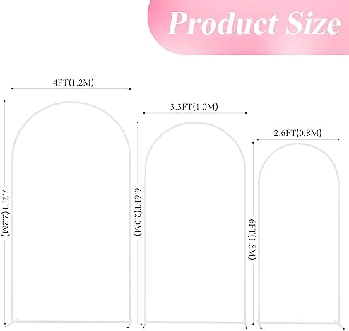 Wedding Arch Backdrop Stand 7.2FT,6.6FT,6FT White Metal Arch Stand, alternate view 3