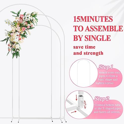 Wedding Arch Backdrop Stand 7.2FT,6.6FT,6FT White Metal Arch Stand, alternate view 5