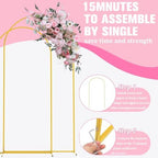 Wedding Arch Backdrop Stand 7.2FT, 6.6FT Set of 2 Metal Arch Backdrop Stand for Birthday Party Wedding Ceremony, alternate