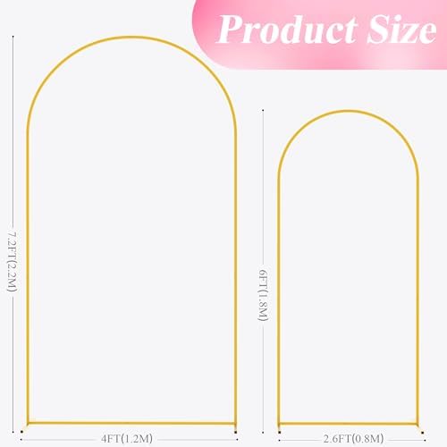 Wedding Arch Backdrop Stand 7.2FT,6FT Gold Metal Arch Stand Set, alternate view 3