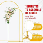 Wedding Arch Backdrop Stand 7.2FT,6FT Gold Metal Arch Stand Set, alternate view 5