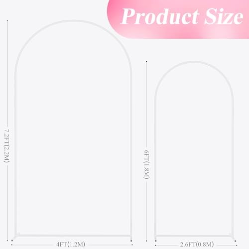 Wedding Arch Backdrop Stand 7.2FT,6FT White Metal Arch Stand Set, alternate view 3