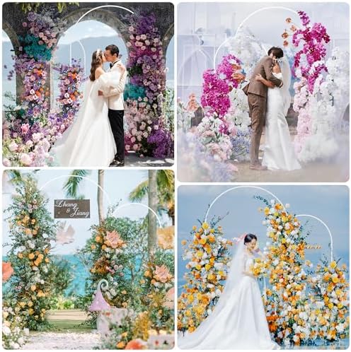 Wedding Arch Backdrop Stand 7.2FT,6FT White Metal Arch Stand Set, alternate view 6
