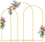 Wedding Arch Backdrop Stand 8FT, 7.2FT, 6.6FT Set of 3 Gold Metal Arch Backdrop Stand for Wedding Ceremony Baby