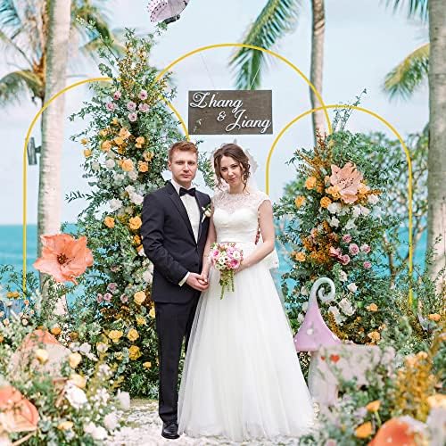 Wedding Arch Backdrop Stand 8FT, 7.2FT, 6.6FT Set of 3 Gold Metal Arch Backdrop Stand for Wedding Ceremony Baby, alternate