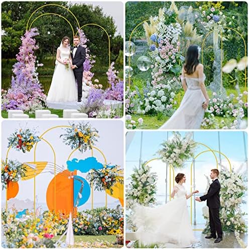 Wedding Arch Backdrop Stand 8FT, 7.2FT, 6.6FT Set of 3 Gold Metal Arch Backdrop Stand for Wedding Ceremony Baby, alternate