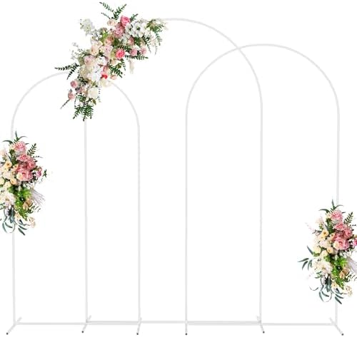 Wedding Arch Backdrop Stand 8FT,7.2FT,6.6FT White Metal Arch Stand