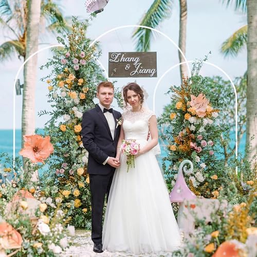 Wedding Arch Backdrop Stand 8FT,7.2FT,6.6FT White Metal Arch Stand, alternate view 2