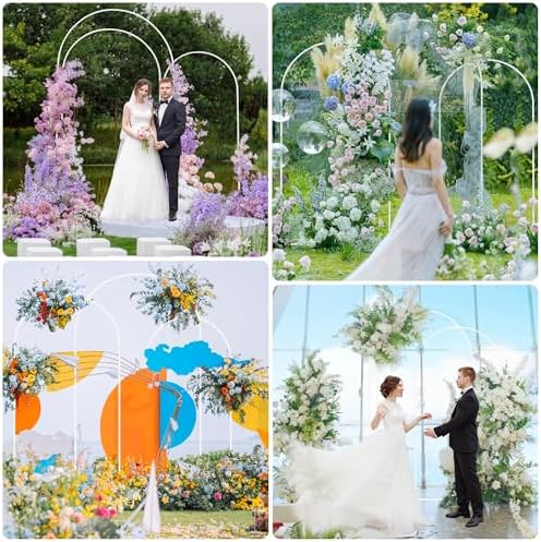 Wedding Arch Backdrop Stand 8FT,7.2FT,6.6FT White Metal Arch Stand, alternate view 6