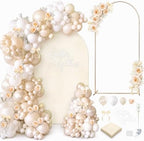 Wedding Arch Backdrop Stand and Cover 100 Balloon Set 6.6Ft in 3.3 x 6.6 ft in Beige
