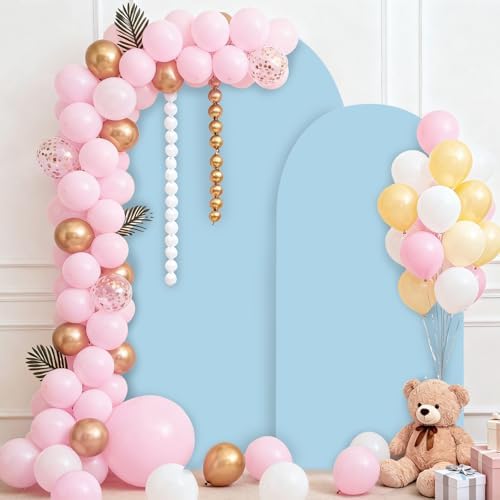 Wedding Arch Backdrop Stand Cover 2 Set 7.2+6FT for Birthday Blue in 7.2FT+6FT in Dusty Blue
