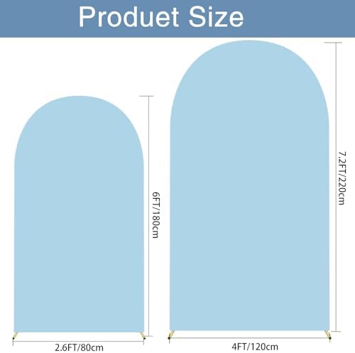 Wedding Arch Backdrop Stand Cover 2 Set 7.2+6FT for Birthday Blue in 7.2FT+6FT in Dusty Blue, alternate view 2