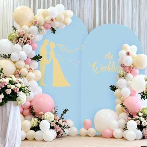 Wedding Arch Backdrop Stand Cover 2 Set 7.2+6FT for Birthday Blue in 7.2FT+6FT in Dusty Blue, alternate view 3