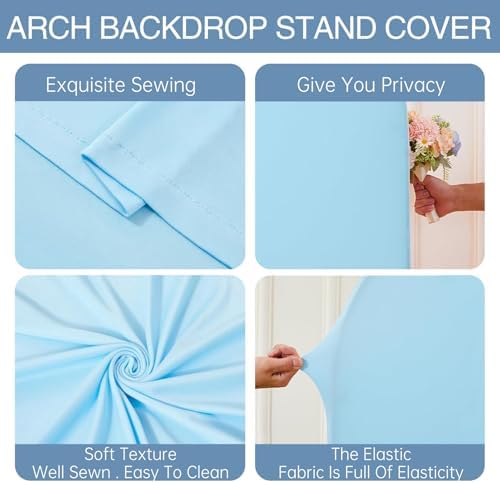 Wedding Arch Backdrop Stand Cover 2 Set 7.2+6FT for Birthday Blue in 7.2FT+6FT in Dusty Blue, alternate view 5
