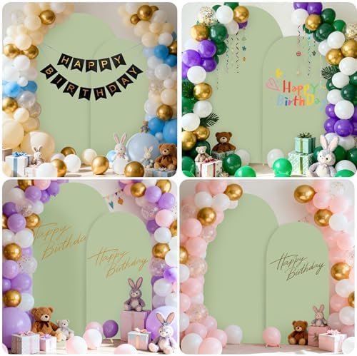 Wedding Arch Backdrop Stand Cover 2Set Green 7.2+6FT for Baby Shower in 7.2FT+6FT in Sage Green, alternate view 3
