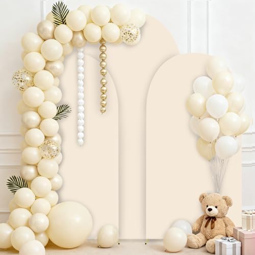 Wedding Arch Backdrop Stand Cover 3 Set Beige 7.2+6+6.6FT Grad Arch in 7.2FT+6.6FT+6FT in Beige